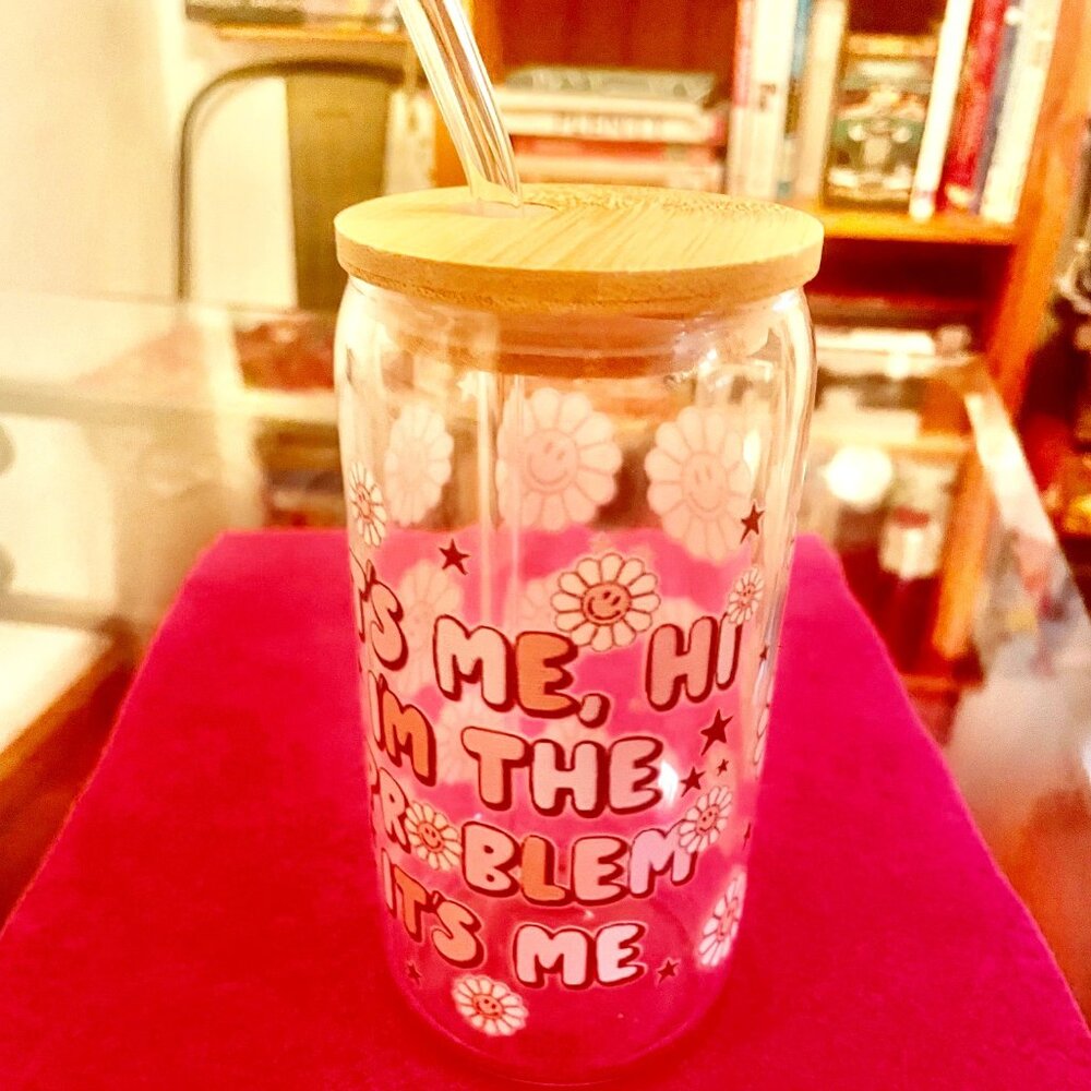 "It's Me, Hi. I'm the Problem, it's Me" Taylor-themed Glass Tumbler